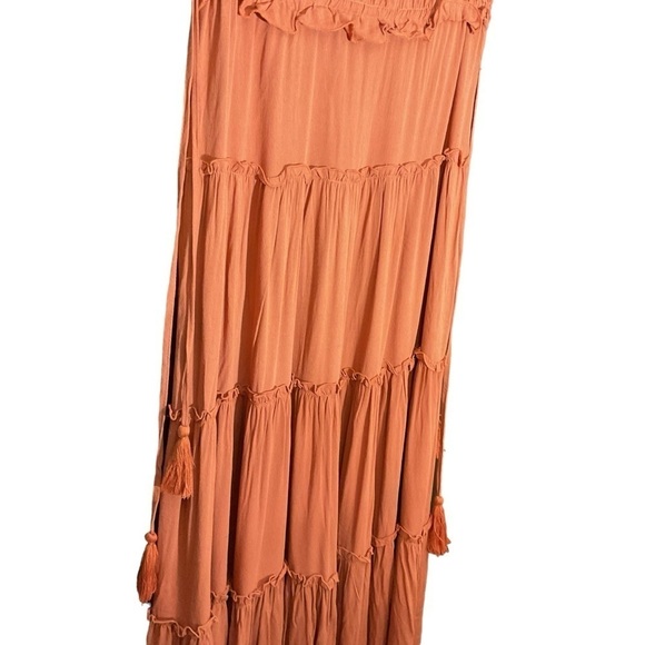 Shop Neighbor Rust Sleeveless Tiered Ruffle Maxi Dress - Picture 9 of 9
